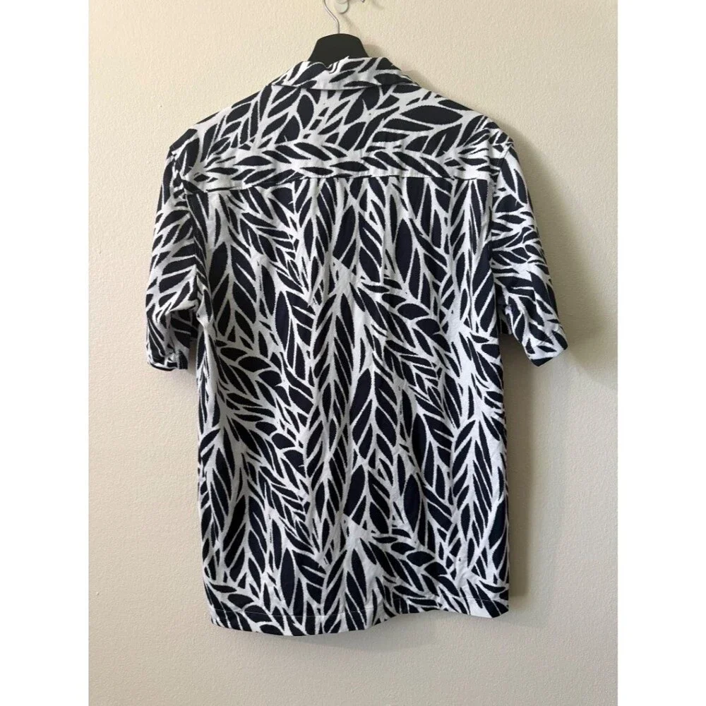 Zara Men's Short Sleeve Button Up Shirt Regular Fit M Floral Print_4